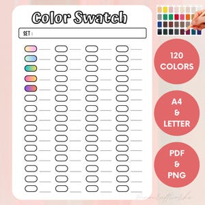 Printable Color Swatch Card Template: 120 Colors (PDF) - Etsy