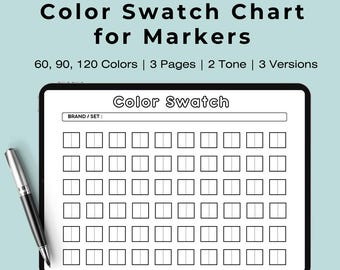Printable Color Swatch Chart: 60, 90, 120 Colors (PDF & PNG Download)