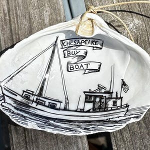 Chesapeake Bay Buy Boat : original drawing on clam shell