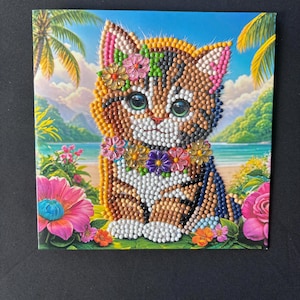 Cat Diamond Art-wenskaart voor speciale gelegenheden, jubilea en verjaardagen