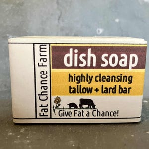 Solid Dish Soap Bar - tallow and lard