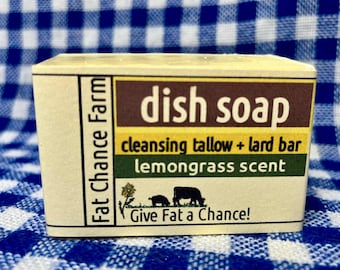 Solid Dish Soap Bar - tallow and lard