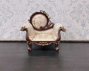 1/4 baroque armchair, Brown&Gold Beige, for dolls 16 inch, BJD furniture