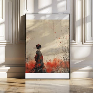 Japanese Inspired Print Wall Art Décor, Geisha Watercolour Wall Art, Asian Style Print, Japanese Woman Art Poster