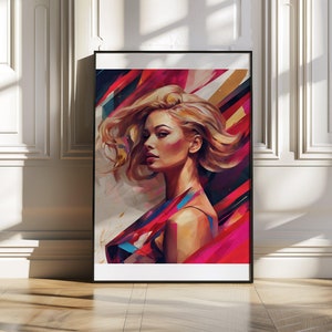 Abstract Woman Portrait, Colourful Wall Art, Modern Home Décor, Large Prints, Vibrant Artwork for Living Room, Contemporary Art