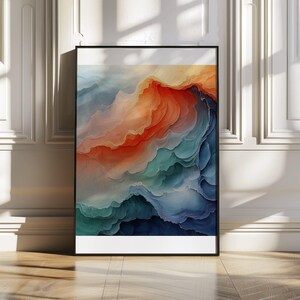 Abstrakte bunte Wellen Fine Art Print, Wandkunst, Wohndekor, Wohnzimmerdekoration, moderne Kunst, ungerahmter Kunstdruck