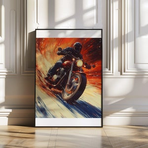 Vintage Motorcycle Wall Art, Motorcycle Racing Print, Retro Bike Art, Classic Motorbike Poster, Dynamic Bike Action Art