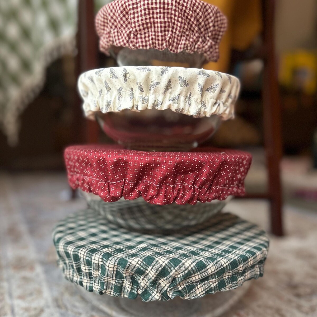 Reusable Fabric Bowl Covers – Set of 4 | Eco-friendly Food Storage | Farmhouse Kitchen Décor - Etsy