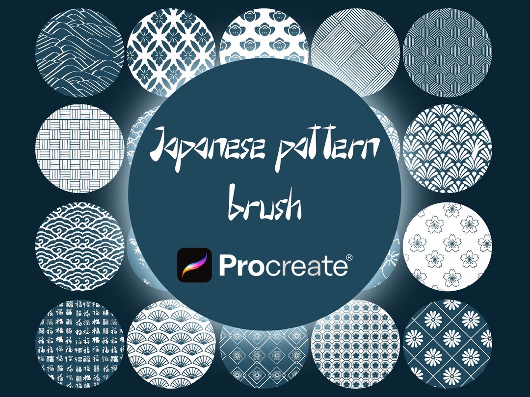 Japanese Pattern Brush Set for Procreate | 55 Asia Ornament Brushes ...