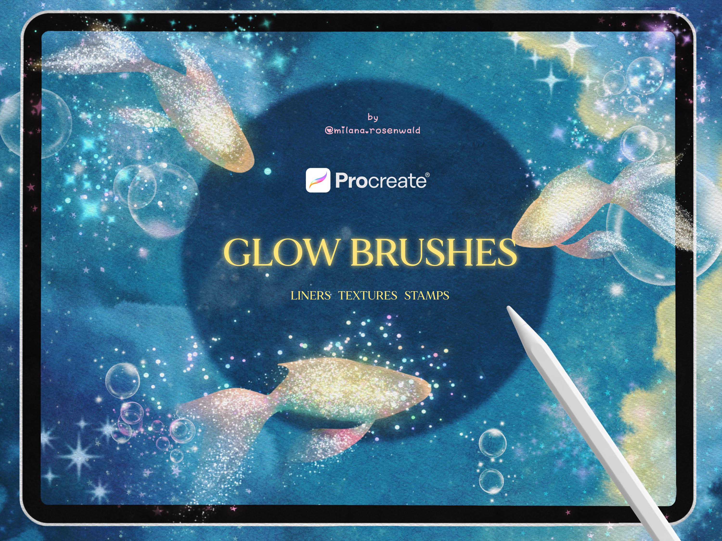 Pinceles Procreate Sparkle Glow – Kit de pintura con brillo, shimmer y resplandor dorado para iPad