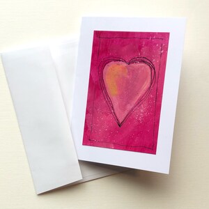 Big Heart Note Card - Carte tout-terrain fabriquée à la main pour toutes les occasions | Rose-Or/Magenta