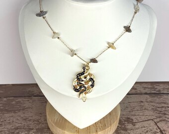 Collar de serpiente de oro: cuentas de ágata, joyería espiritual bohemia