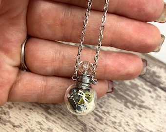 Collar de cristal para conectar a tierra y equilibrar - Colgante de sal del Himalaya y cristal de hematita - Amuleto protector de acero inoxidable - Joyería de otoño
