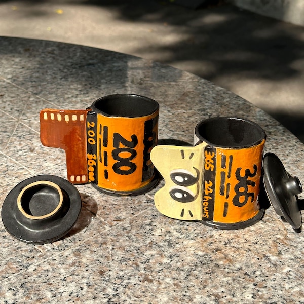 Handmade Film Roll Ceramic Mug: Photographer Gift, Home Decor