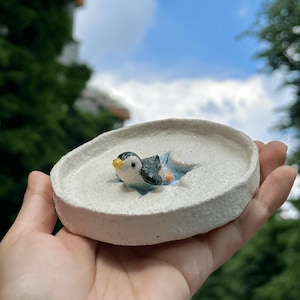 Penguin & Polar Bear Tray, Ice Crack Porcelain, Handcrafted Glacier Animal Ceramic Jewelry dish, Cute Gift for Warm Home and Best friend