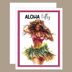 Tropical Hula Girl Birthday Card: Luau Party Celebration
