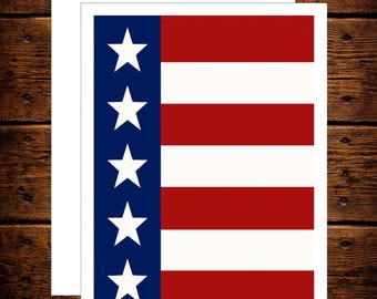 Patriotic Stars & Stripes Greeting Card: Americana July 4th, Veterans Day