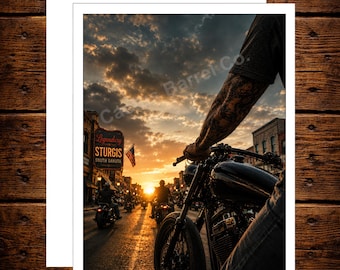 Sturgis Motorcycle Rally Sunset Rider Greeting Card