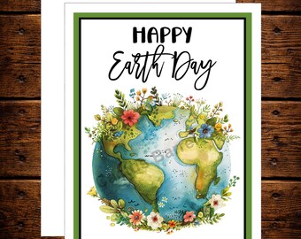 Watercolor Floral Globe Earth Day Card: Eco-Friendly Greeting