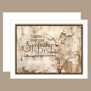 Rustic Sympathy Card with Blossoms – Warm Condolence for Loss, Neutral Floral Bereavement Greeting, Handmade with Comfort