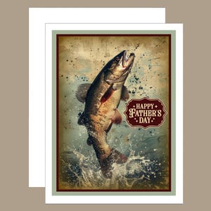 Fishing Father&#39;s Day Card: Leaping Bass, Vintage Design