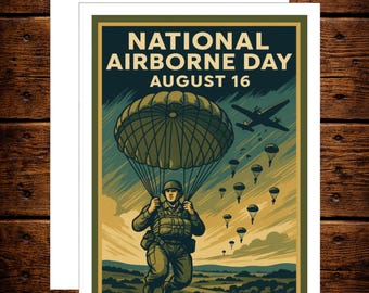 National Airborne Day Tribute Card Honoring Courageous Paratroopers and Military Service