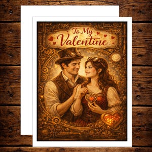 Whimsical Steampunk Valentine's Day Card
