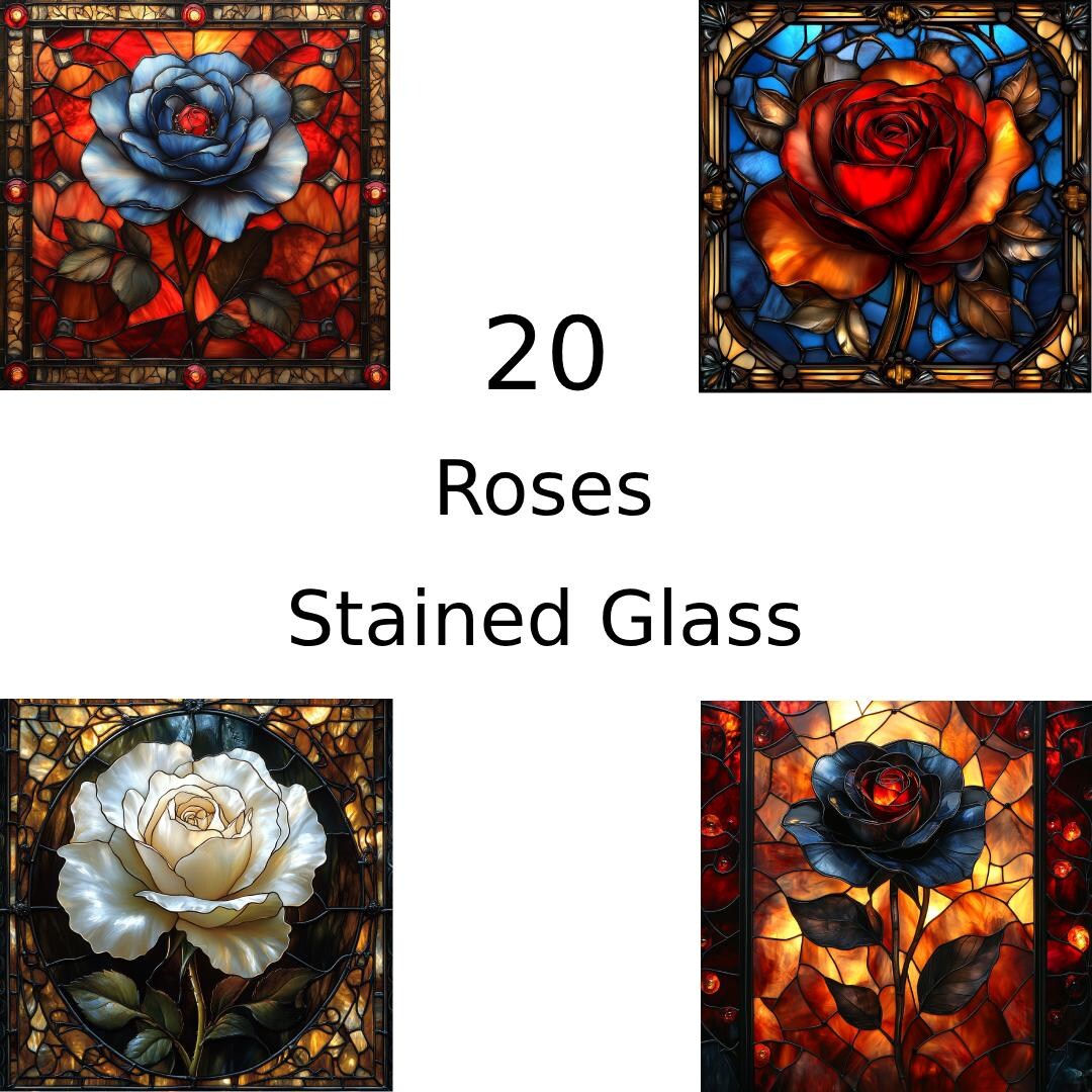 20 Pictures. Stained Glass With Roses Etsy — free download