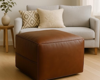 Handmade Moroccan Leather Ottoman Pouf: Dark Brown Ottoman Coffee Table , unstuffed