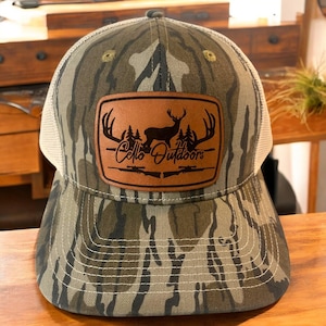 The Ultimate Camo Hat with Deer Scene Leather Patch