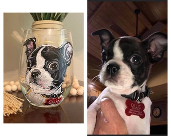 Pet Portrait Wine or Whiskey Glass