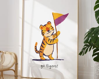 LSU Tigers Mascot Nursery Art Print: Louisiana State University Poster (Digital Printable)