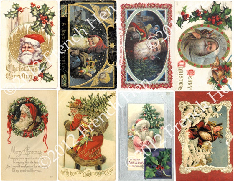 Victorian Santa Postcards-Digital Download image 1