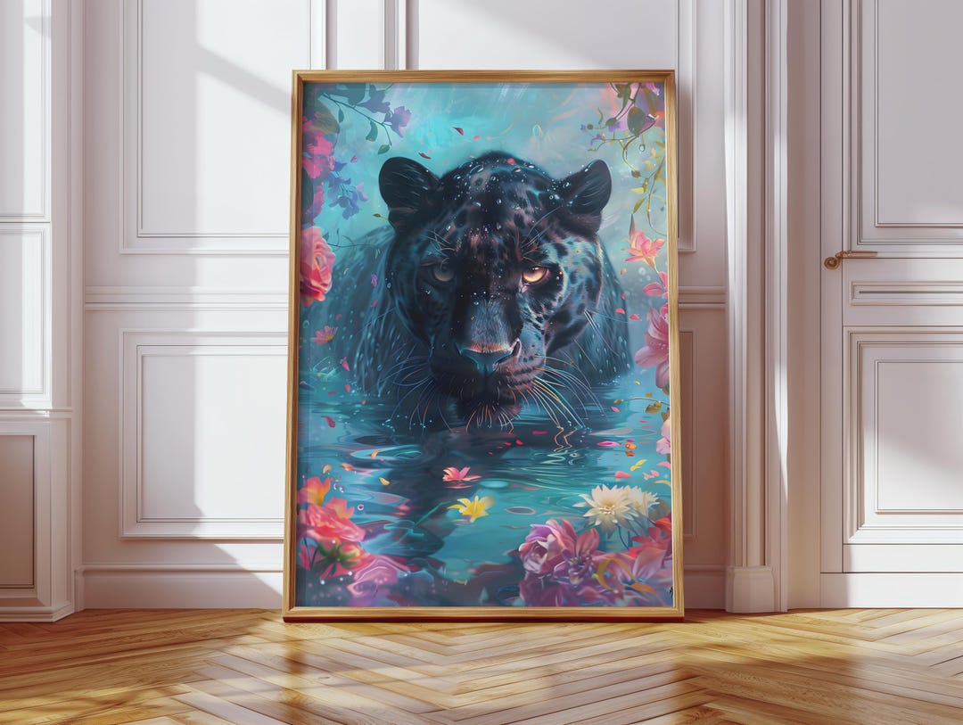 Black Panther Wall Art Print L Jungle Animal Digital Download L Fantasy ...
