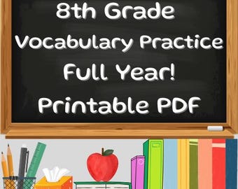 8th Grade Vocabulary: ELA Workbook with Curriculum, Flashcards, Tests (PDF Download)