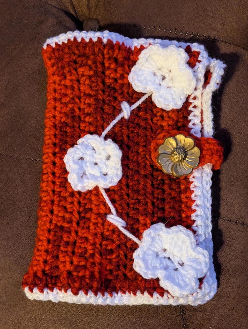 Red Floral Phone Case crochet pattern listing photo by CrochetingClassics