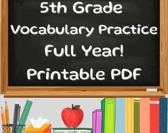 5th Grade Vocabulary: ELA Workbook with Word Lists, Flashcards, Puzzles (PDF Printable)
