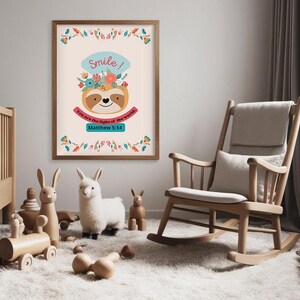 Christliche Druckkunst für Kinder, inspiriert vom Heiligen Geist, digitaler Download, Bibelvers mit Tieren, druckbare Bibelverse, beige