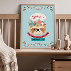 Christliche Druckkunst für Kinder, inspiriert vom Heiligen Geist, digitaler Download, Bibelvers mit Tieren, druckbare Bibelverse, türkis