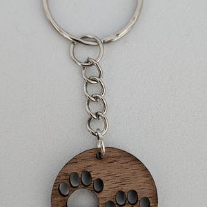 Wooden Cat footprint Keychain Solid Black Walnut