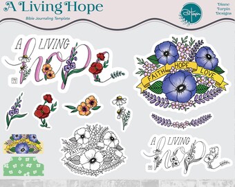 Bible Journaling Verse Art - Margin Art -  A Living Hope