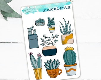 Succulent Sticker Set | For journals, planners, crafting | Cute Cactus stickers