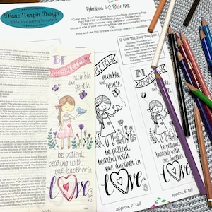 Bibel Journaling Vers Art - Margin Art - Lesezeichen mit Epheser 4:2 - Liebe einander