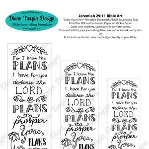 Bible Journaling Verse Art Margin Art Bookmark featuring Jeremiah 29:11, For I know the plans I have for you declares the Lord. image 2