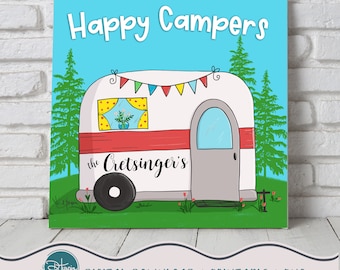 Happy Camper Digital Download | Personalized | Camper Wall Art
