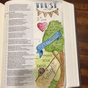 Bible Journaling Verse Art Margin Art Bookmark featuring Proverbs 3:5-6, Trust in the Lord. image 1