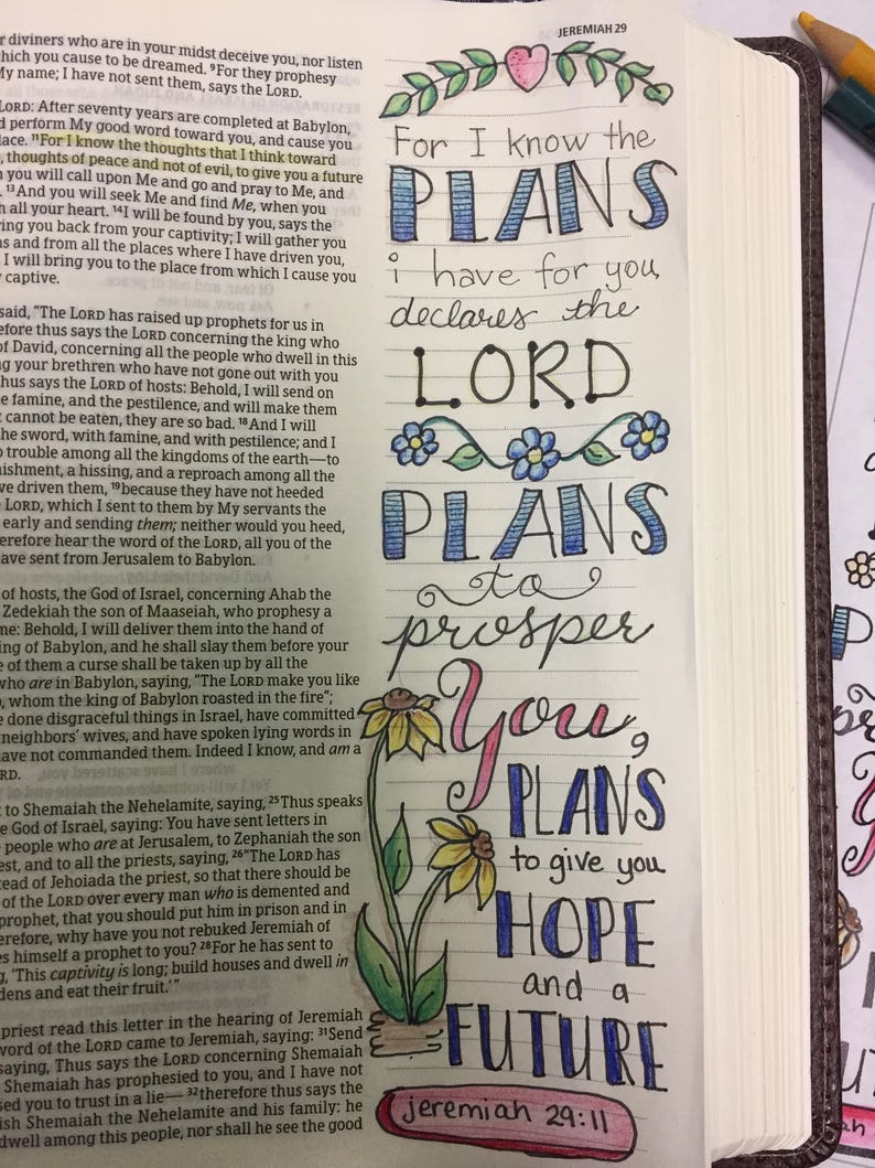 Bible Journaling Verse Art Margin Art Bookmark featuring Jeremiah 29:11, For I know the plans I have for you declares the Lord. image 3