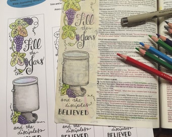 Bible Journaling Verse Art - Margin Art - Bookmark featuring John 2 - Fill the Jars