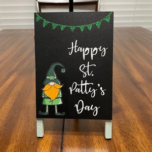 St. Patricks Day Tiered tray decor, Shamrock decor, Gnome decor, farmhouse decor image 3