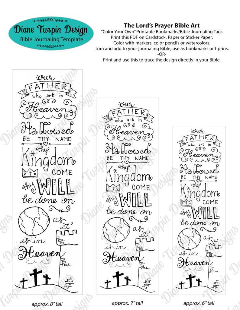 bible journaling verse art featuring the lords prayer etsy